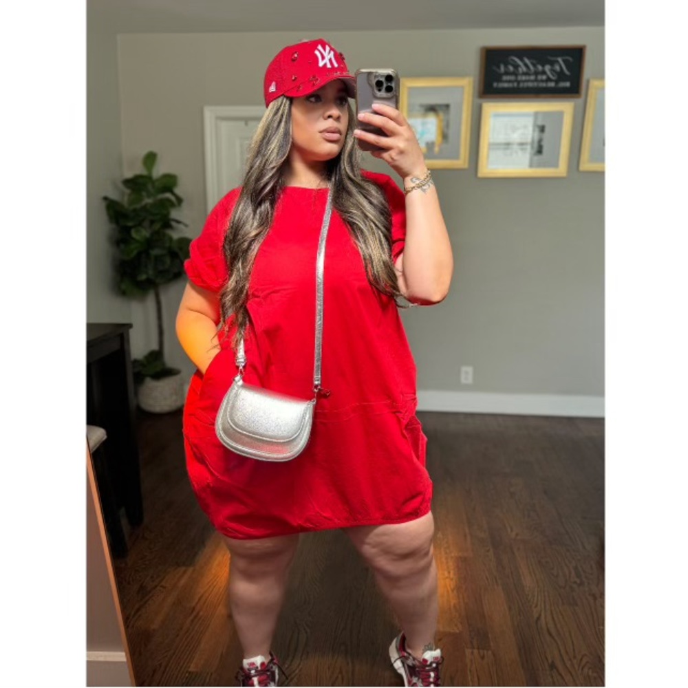 Red Casual Bubble Dress